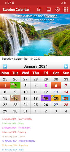 Android application Sweden Calendar 2024 screenshort