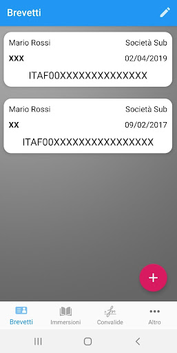 Android application Logbook Immersioni screenshort