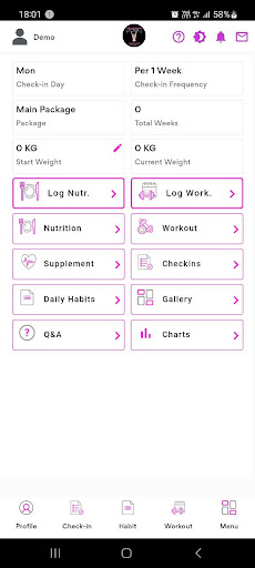 Android application Christinas Supreme fitness screenshort