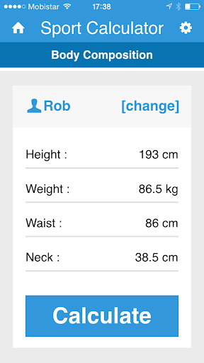 Sport calculator Screen 2