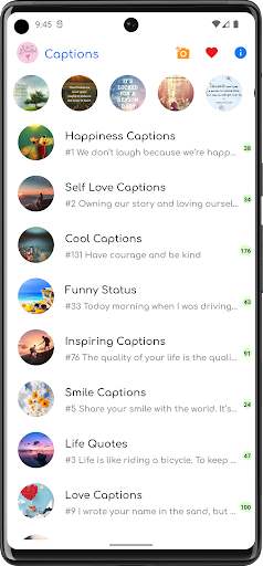 Android application Caption and Status screenshort