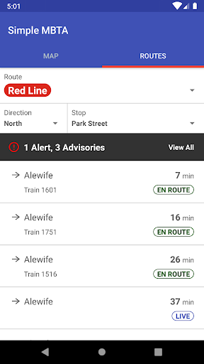 Simple MBTA App Screen 2