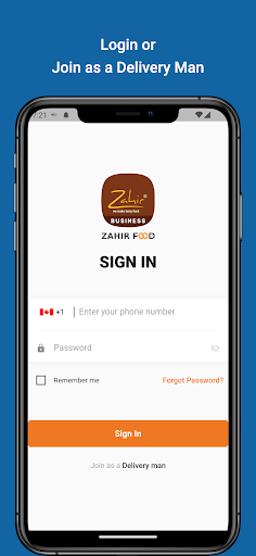 Android application Zahir Food Deliveryman screenshort