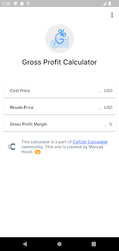 Android application Gross Profit Calculator screenshort