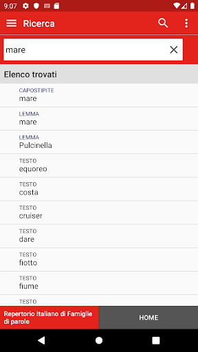 Repertorio Famiglie di parole Screen 2