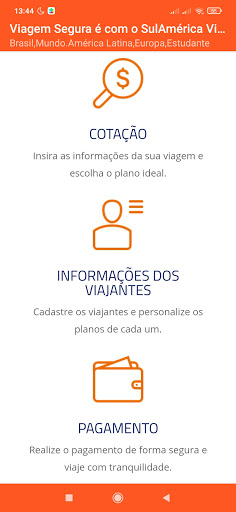 Android application Seguro Viagem SulAmérica - Cot screenshort
