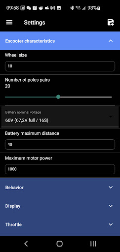 SmartDisplay PLEV escooter Screen 2
