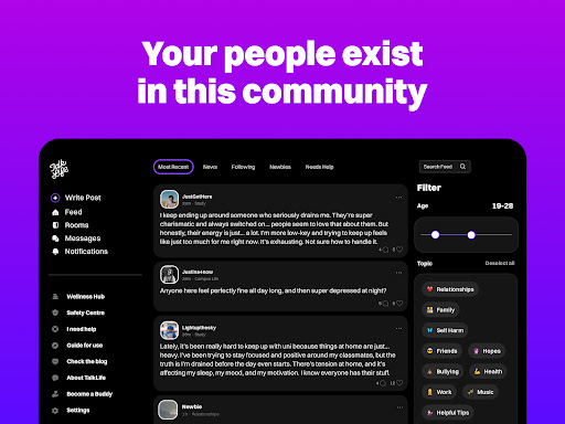 Screenshot of TalkLife: Peer Support