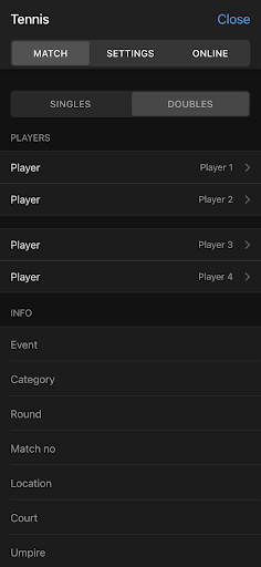 Tennis Scores Screen 2