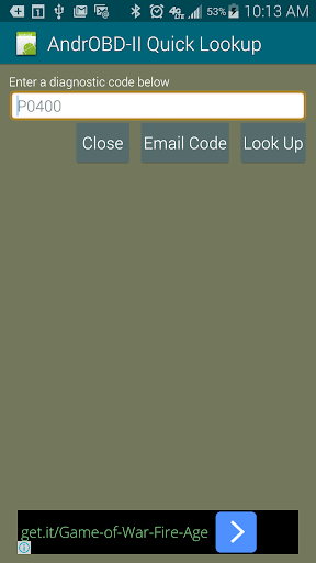 Android application OBD-II Quick Lookup screenshort