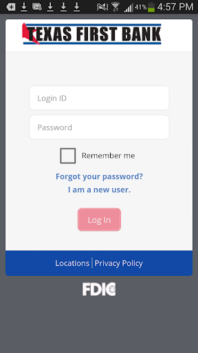 Android application Texas First Bank screenshort