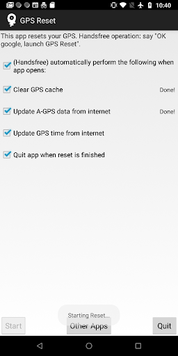 GPS Reset (handsfree) Screen 2