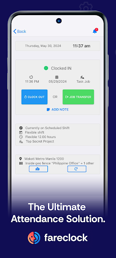 Android application Fareclock Time Clock screenshort