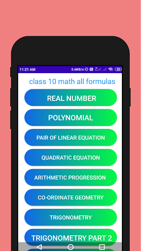 Android application Class 10 Math formula screenshort