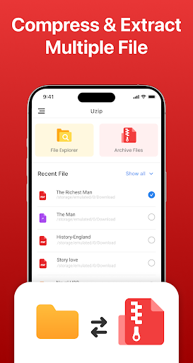 Android application UZip: Rar & Zip Extractor screenshort