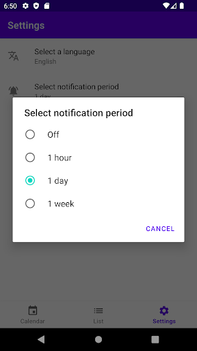 Activity Planner Screen 3