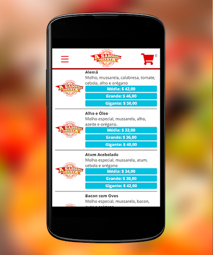 Android application A Saborosa Pizzaria screenshort