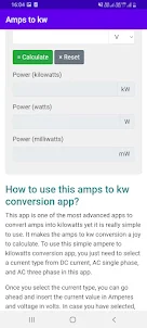 AMPs to KW (Kilowatts)