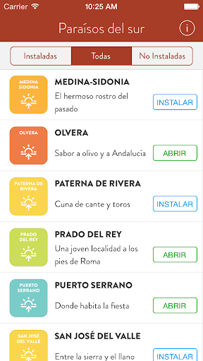 Android application Paraísos del Sur screenshort