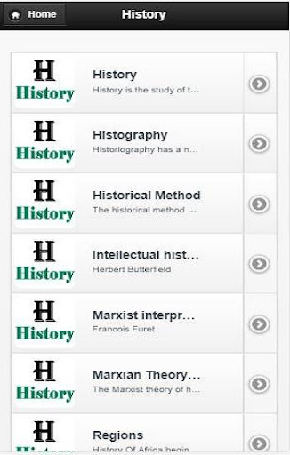 Android application History screenshort