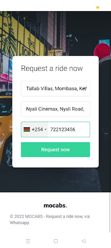 Android application MoCabs screenshort
