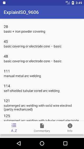 Android application ExplainISO9606 screenshort