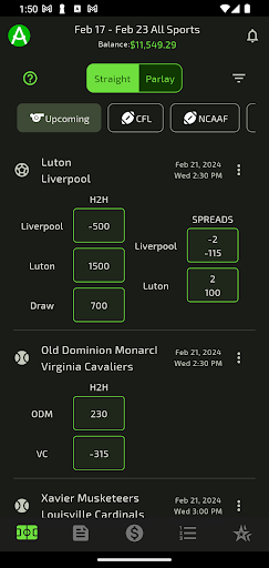 Angle Fantasy Betting Screen 2