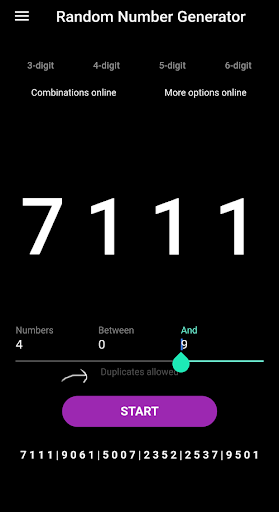 Random Number Generator Screen 3