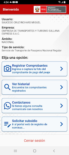 Android application Peaje40 screenshort