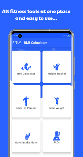 Android application BMI Calculator, Weight tracker screenshort