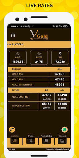 Android application V Gold screenshort