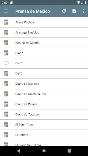Android application Prensa de México screenshort