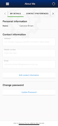 Android application Westnet Support screenshort
