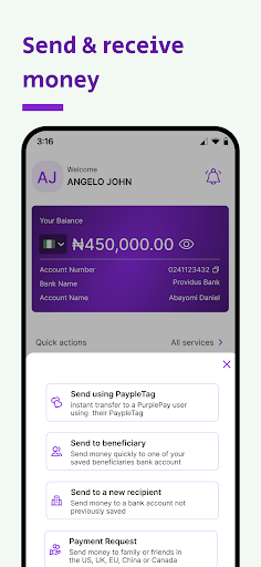 Android application PurplePay screenshort