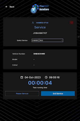 FinERP Mechanic Performance Screen 2