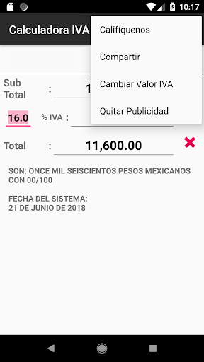 Android application Calculadora IVA México screenshort