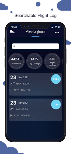Chronos: Pilot Logbook Screen 3