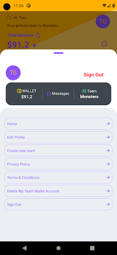 Team Wallet Screen 2