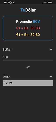 Android application TuDólar screenshort