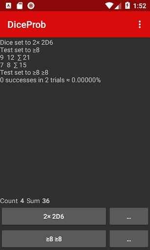 Android application DiceProb screenshort
