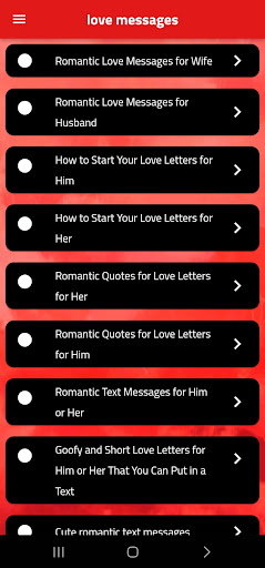 Android application love messages screenshort