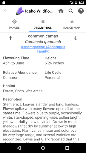 Screenshot of Idaho Wildflowers