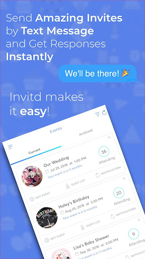 Invitd: Text Invitation Maker Screenshot 1 - AppWisp.com