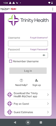 Android application Trinity Health MyChart screenshort