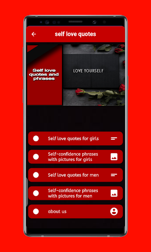 Android application self love quotes screenshort