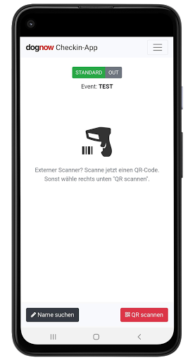 Android application dognow Veranstalter-Checkin screenshort