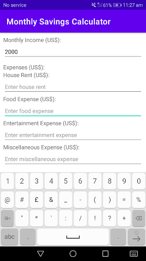 Monthly Savings Calculator Screen 2