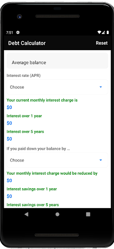 Android application Debt Calculator screenshort