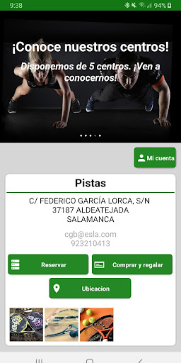 Android application Esla Reservas screenshort