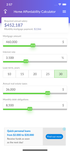 Home Mortgage Affordability Screen 2